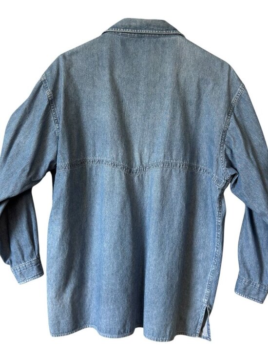 Vintage Cherokee Womens M Denim Button-Up Shirt Long Sleeve Tunic  Blue - Picture 7 of 16